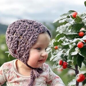 Purple crochet Baby Bonnet